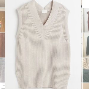 Beige chunky knit oversized vest